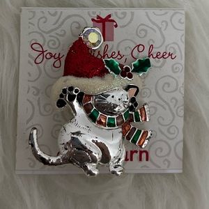 Christmas Cat Brooch Pin